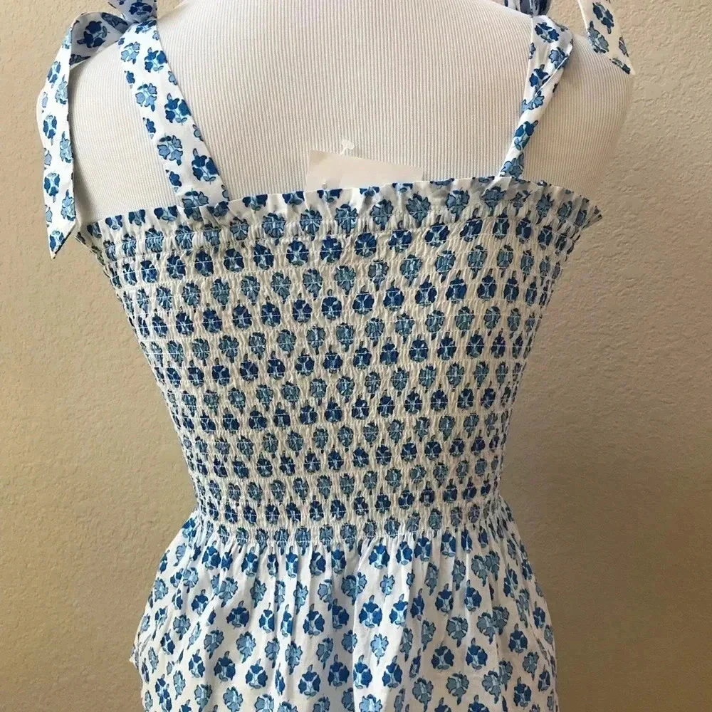 J. Crew Smocked Tie Blouse Top
